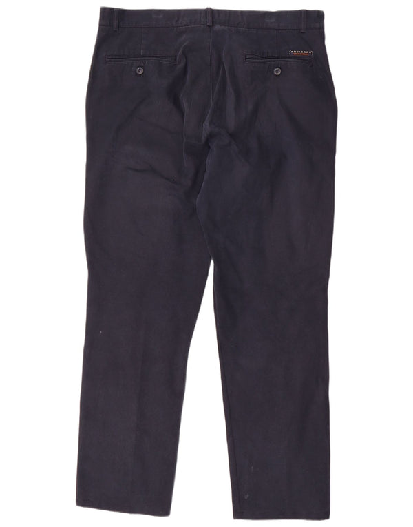 NAVIGARE Mens Straight Chino Trousers IT 54 2XL W36 L31 Navy Blue Cotton