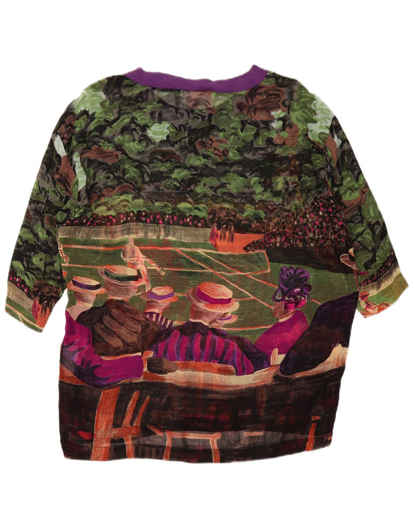 VINTAGE Womens Abstract Pattern Blouse Top UK 14 Large Multicoloured