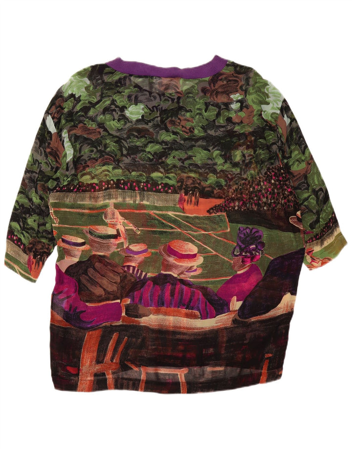 VINTAGE Womens Abstract Pattern Blouse Top UK 14 Large Multicoloured