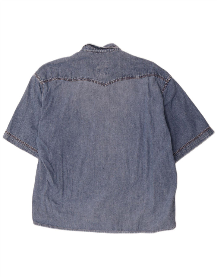 RIFLE Mens Short Sleeve Denim Shirt Medium Blue Cotton