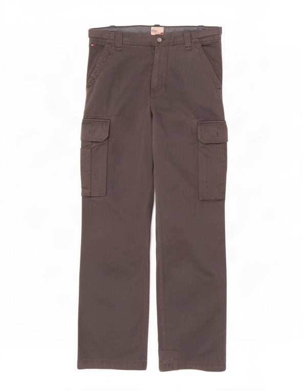 Tommy Hilfiger Mens Straight Cargo Trousers W32 L34 Grey Cotton