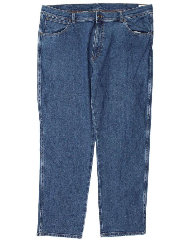 Wrangler Mens Regular Straight Jeans W42 L32 Blue Cotton