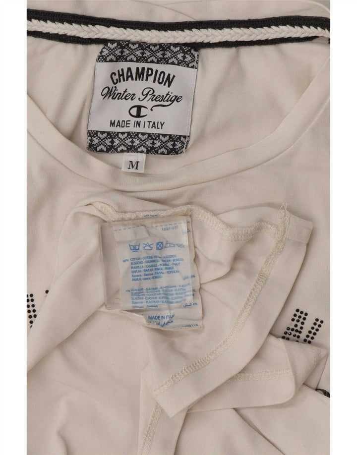 Champion Womens Graphic T-Shirt Top UK 12 Medium White Cotton