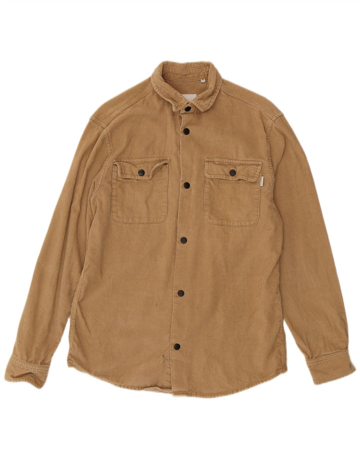 Jack & Jones Mens Corduroy Shirt Medium Beige Cotton
