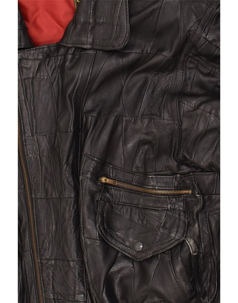 VINTAGE Mens Leather Jacket IT 48 Medium Black Leather | Vintage Vintage | Thrift | Second-Hand Vintage | Used Clothing | Messina Hembry 