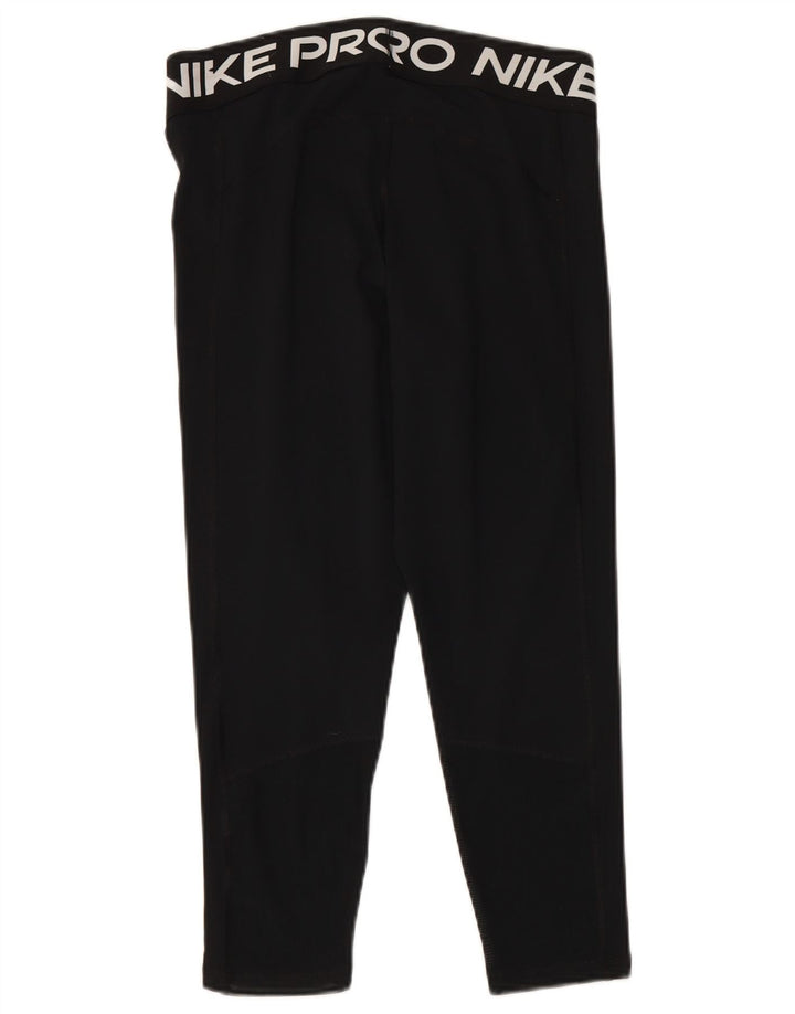 NIKE Womens Dri Fit Graphic Leggings UK 14 Large  Black Polyester