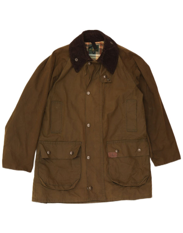 Vintage Mens Waxed Cotton Jacket UK 34 XS Khaki Cotton