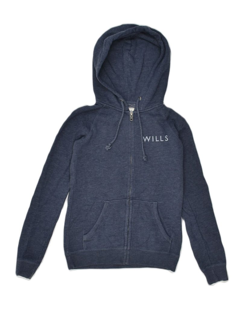 JACK WILLS Womens Zip Hoodie Sweater UK 6 XS  Navy Blue Cotton | Vintage Jack Wills | Thrift | Second-Hand Jack Wills | Used Clothing | Messina Hembry 