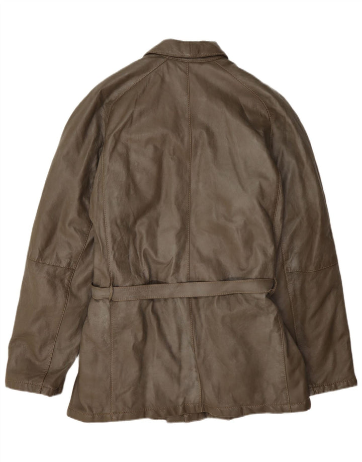 Vintage Mens Leather Jacket IT 48 Medium Khaki