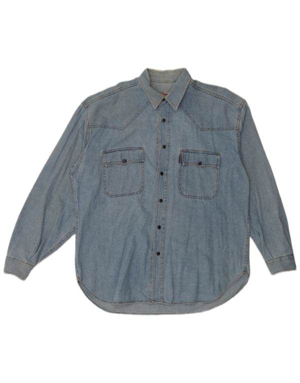 Casucci Mens Denim Shirt 2XL Blue Cotton