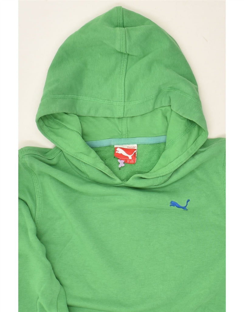 PUMA Boys Hoodie Jumper 9-10 Years Medium Green | Vintage Puma | Thrift | Second-Hand Puma | Used Clothing | Messina Hembry 