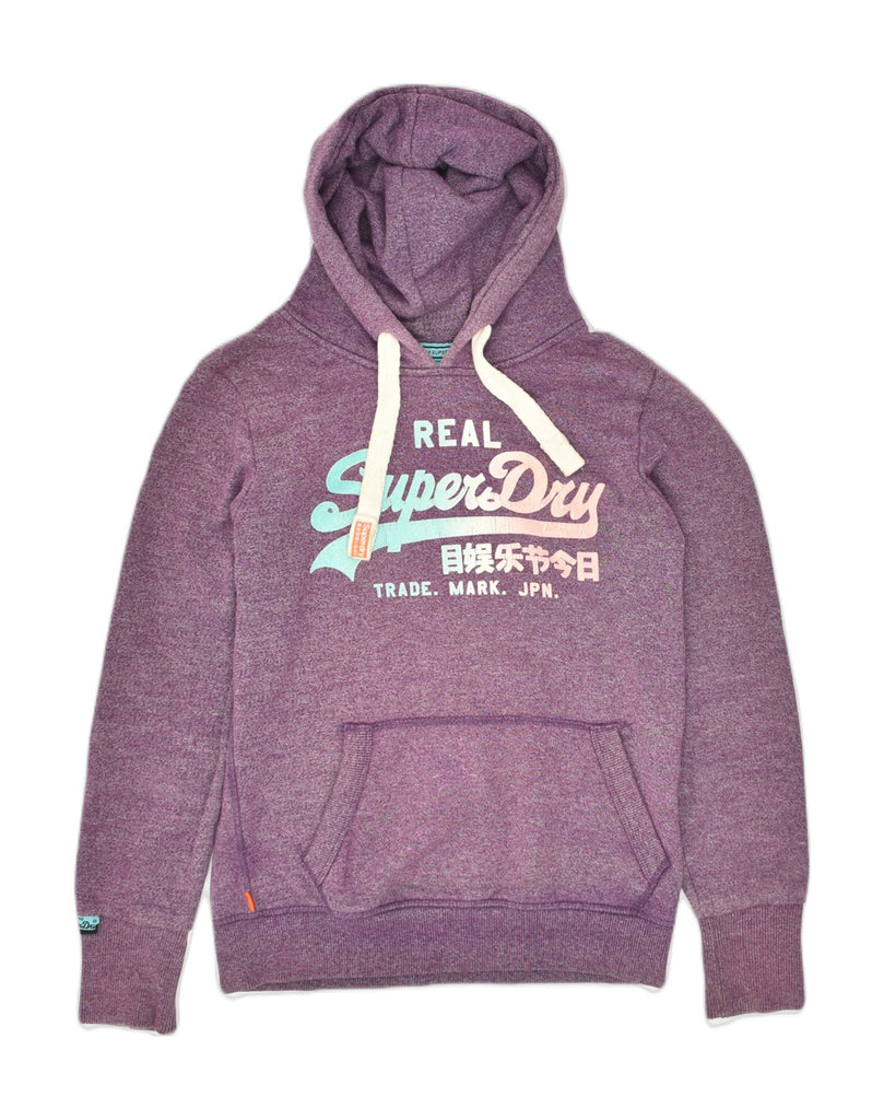 SUPERDRY Womens Graphic Hoodie Jumper UK 14 Medium Purple Cotton | Vintage Superdry | Thrift | Second-Hand Superdry | Used Clothing | Messina Hembry 