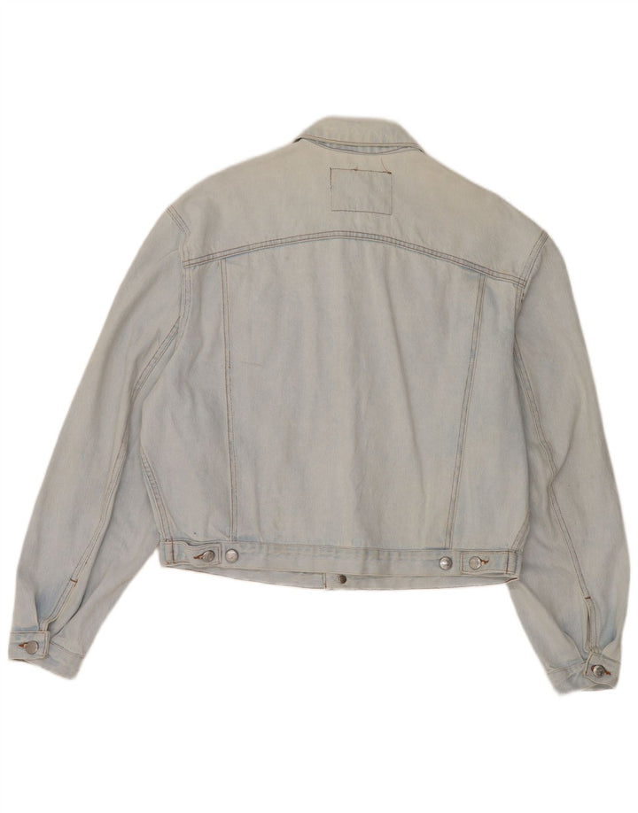 RIFLE Womens Crop Oversized Denim Jacket UK 10 Small Blue Cotton