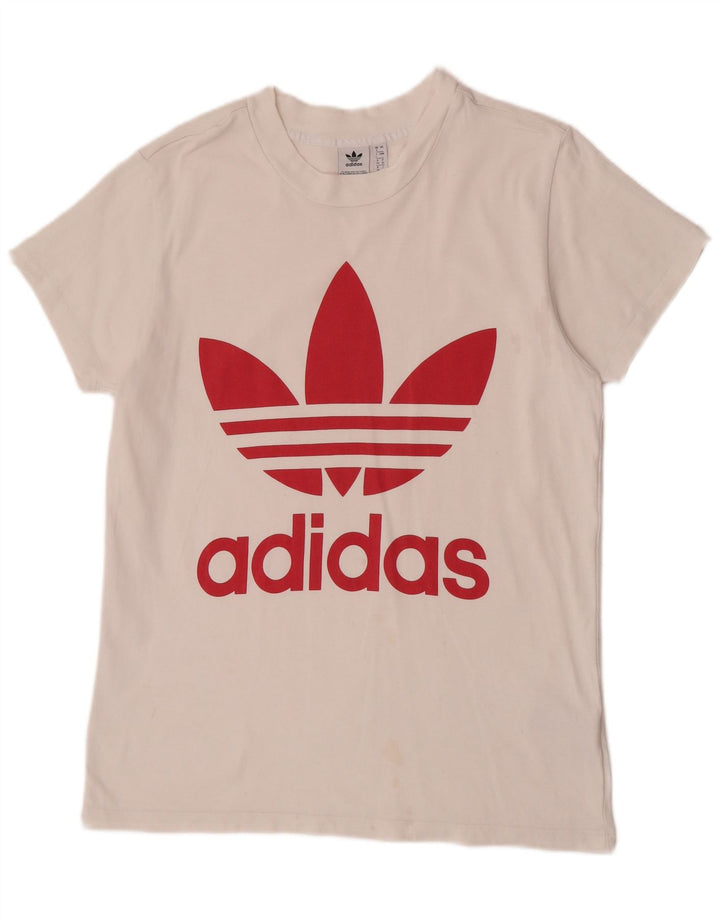 Adidas Womens Oversized Graphic T-Shirt Top UK 8 Small White