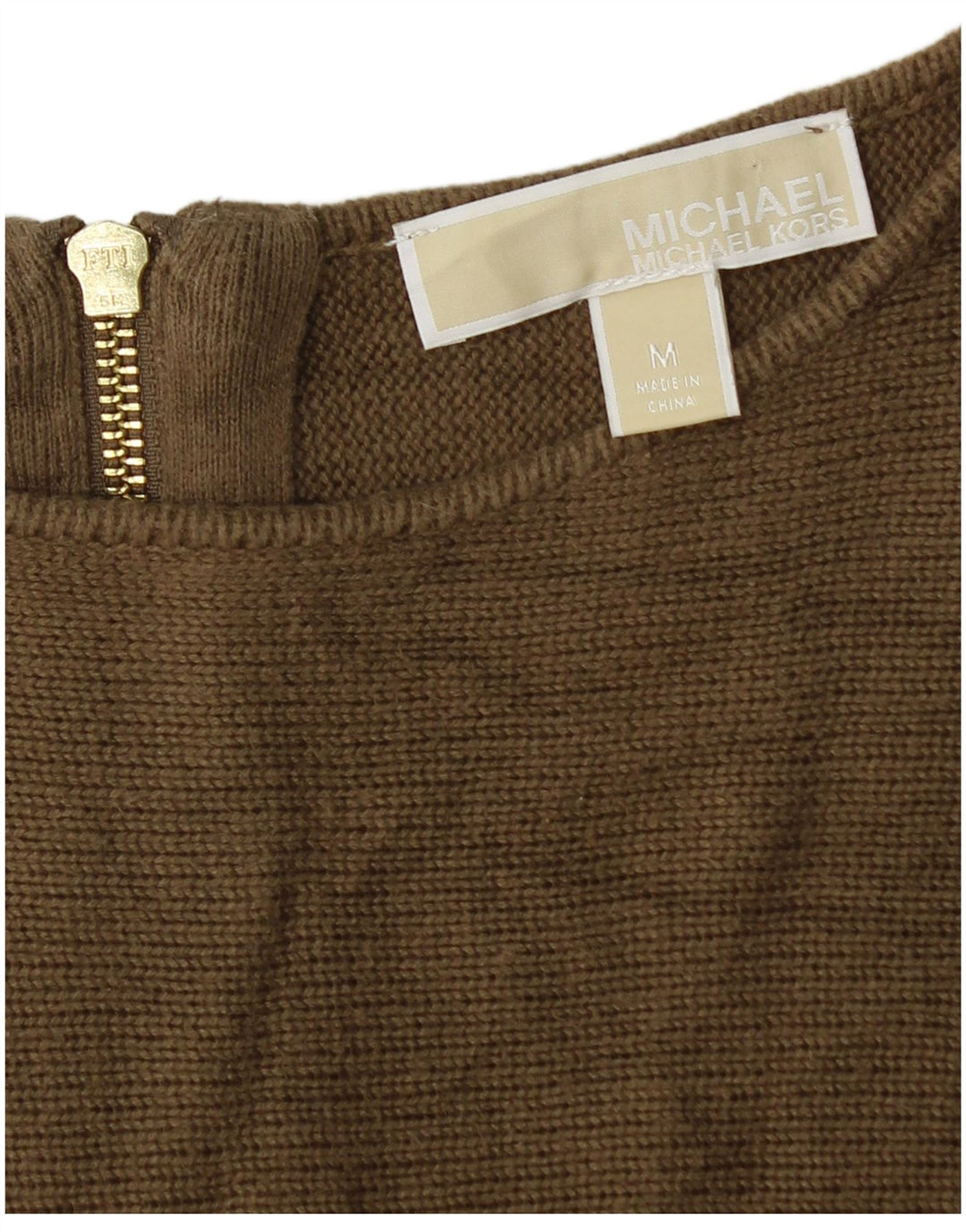 Michael Kors Womens Boat Neck Jumper Sweater UK 14 Medium Khaki