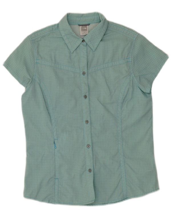 THE NORTH FACE Womens Short Sleeve Shirt UK 14 Medium Turquoise Check