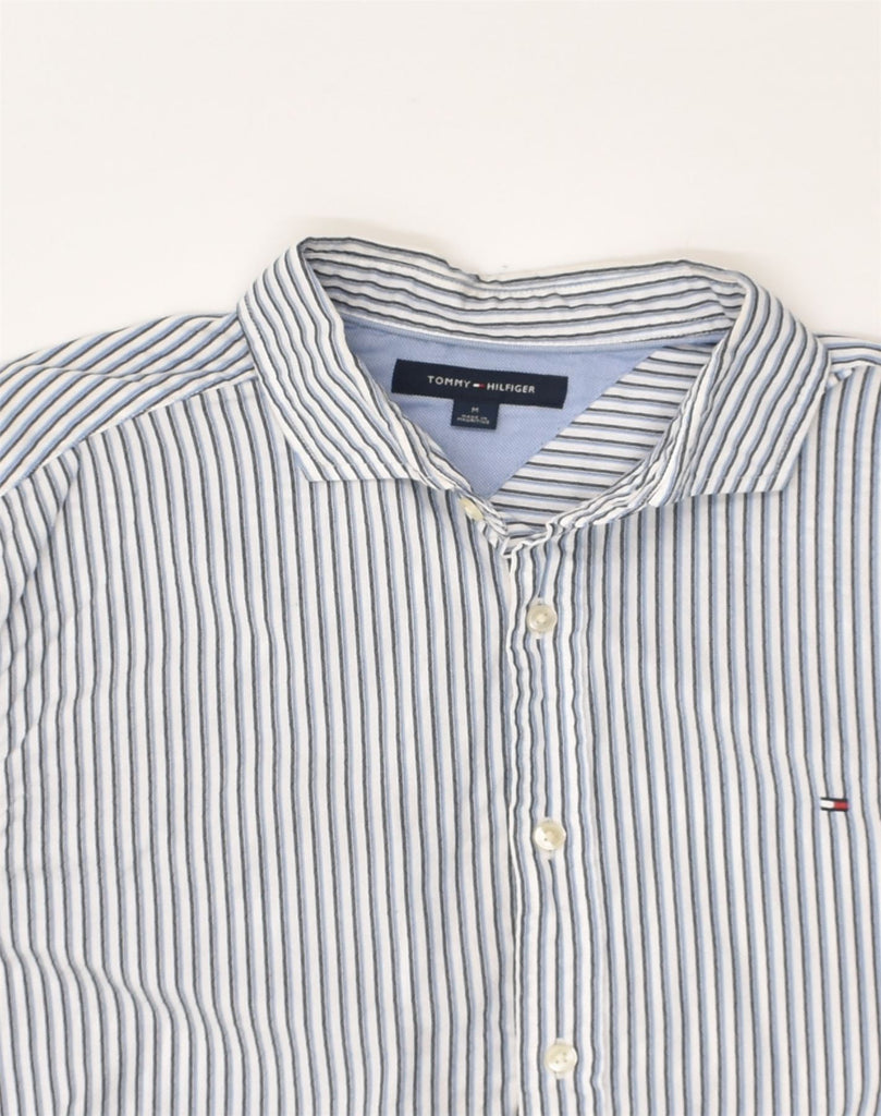 TOMMY HILFIGER Mens Shirt Medium Blue Pinstripe Cotton | Vintage Tommy Hilfiger | Thrift | Second-Hand Tommy Hilfiger | Used Clothing | Messina Hembry 