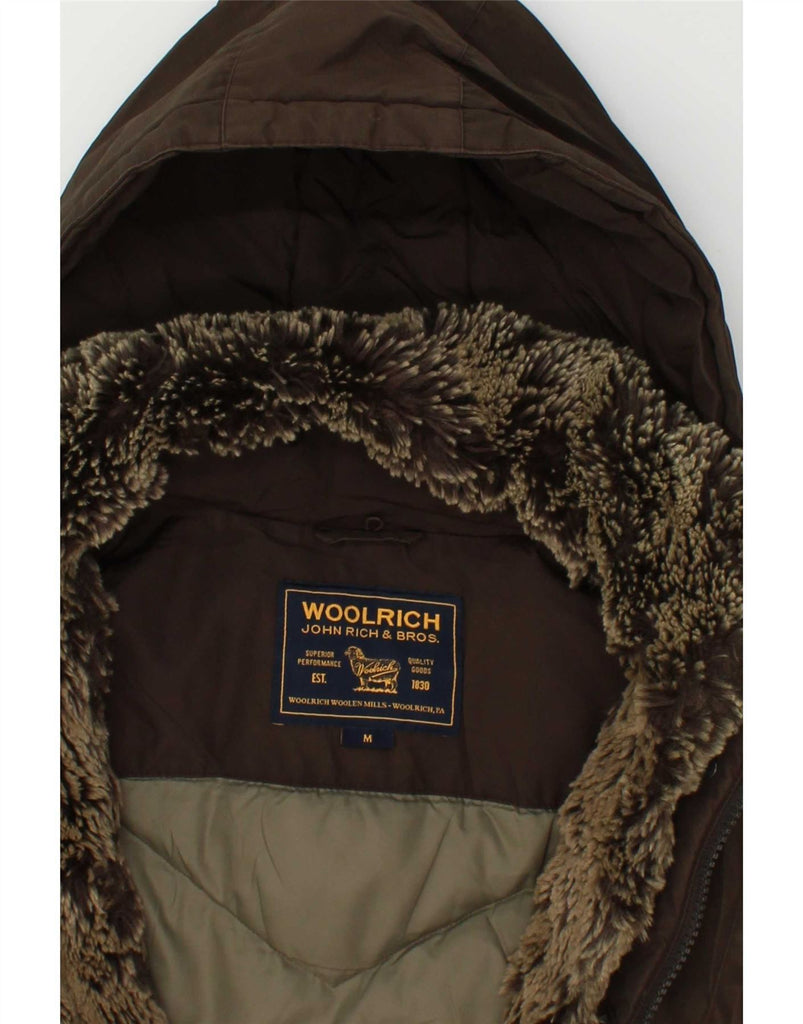 WOOLRICH Womens Hooded Padded Coat UK 14 Medium Brown Polyester Vintage Woolrich and Second-Hand Woolrich from Messina Hembry 