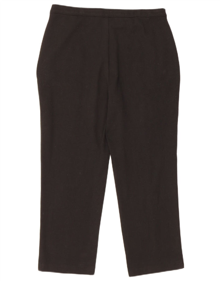 Marks & Spencer Womens Straight Cropped Trousers UK 12 Medium W30 L24 Black