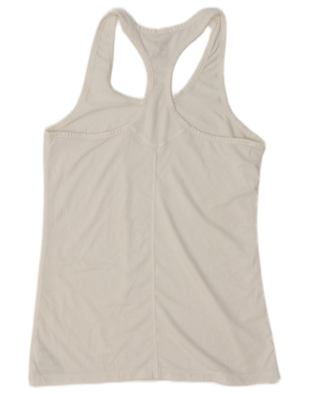 NIKE Womens Dri Fit Slim Fit Vest Top UK 12 Medium White Polyester