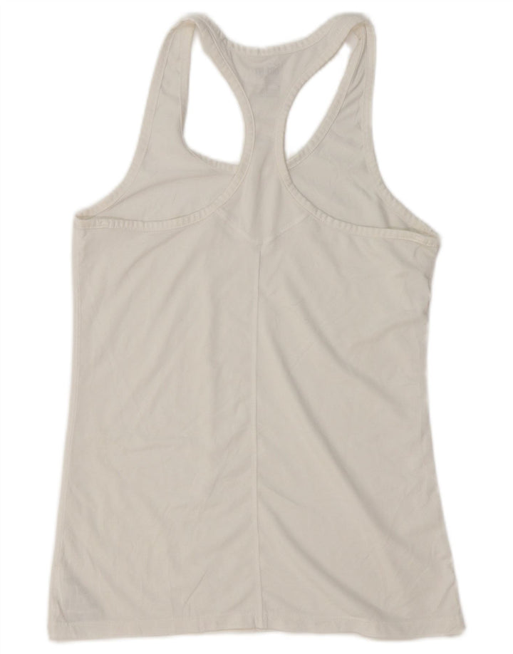 NIKE Womens Dri Fit Slim Fit Vest Top UK 12 Medium White Polyester