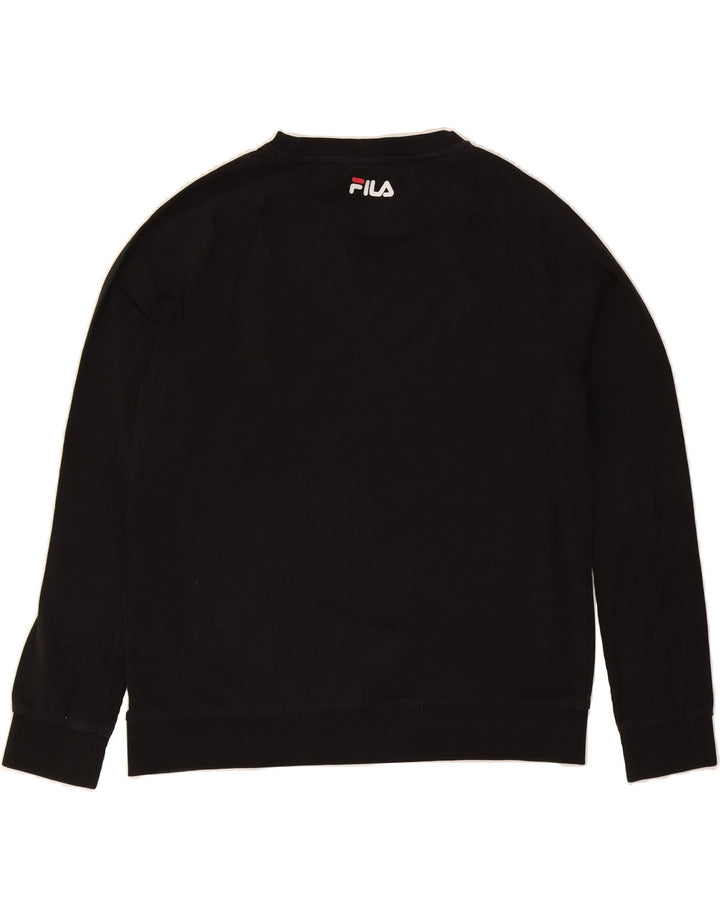 FILA Womens Graphic Sweatshirt Jumper UK 16 Large Black Vintage Fila and Second-Hand Fila from Messina Hembry 