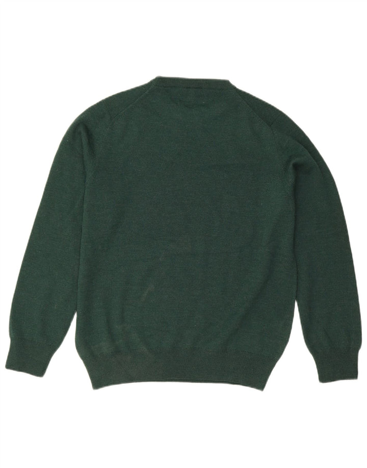 Lacoste Boys Crew Neck Jumper Sweater 13-14 Years Green Wool