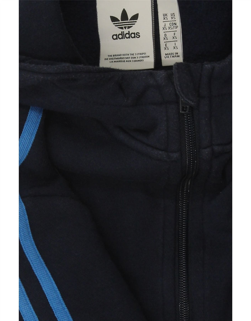 ADIDAS Mens Zip Neck Hoodie Jumper XS Navy Blue Cotton Vintage Adidas and Second-Hand Adidas from Messina Hembry 