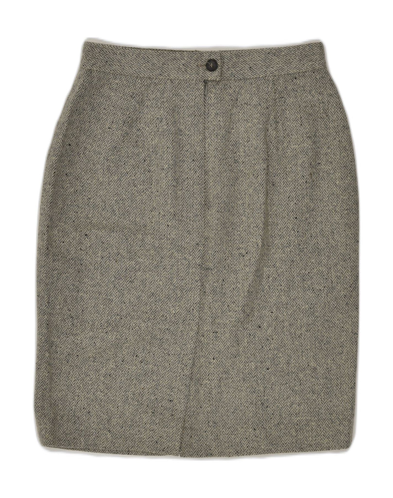 VINTAGE Womens Pencil Skirt W28 Medium Grey Herringbone Wool | Vintage Vintage | Thrift | Second-Hand Vintage | Used Clothing | Messina Hembry 