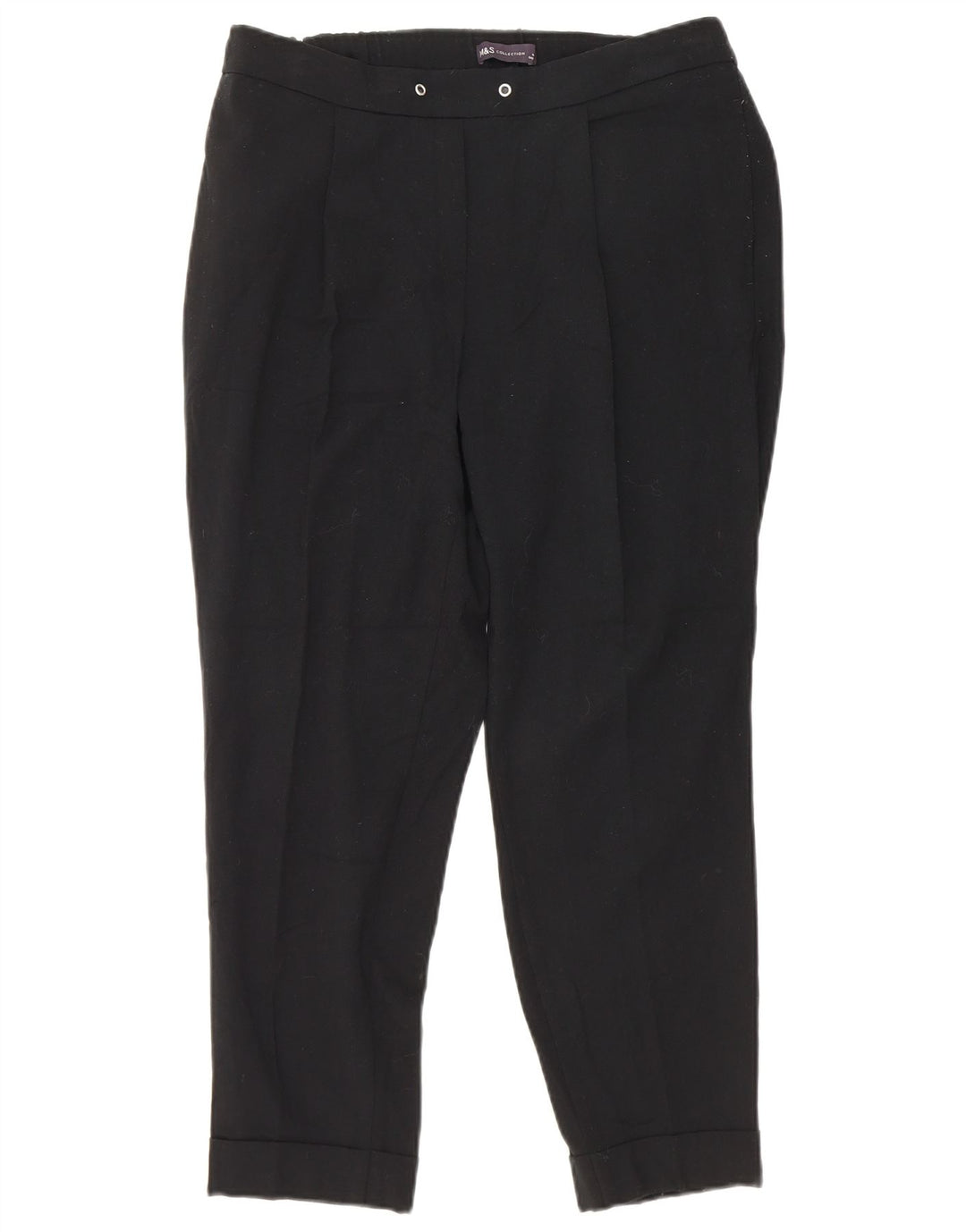 Marks & Spencer Womens Slim Cropped Trousers UK 12 Medium W30 L25 Black