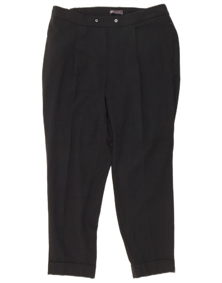 Marks & Spencer Womens Slim Cropped Trousers UK 12 Medium W30 L25 Black