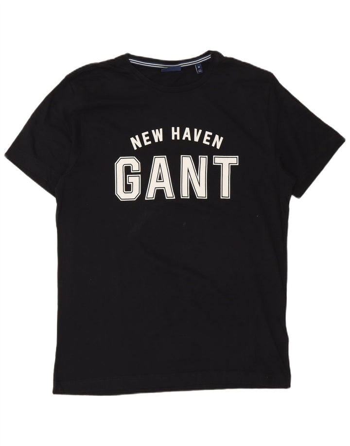 Gant Mens New Haven Graphic T-Shirt Top Medium Black Cotton