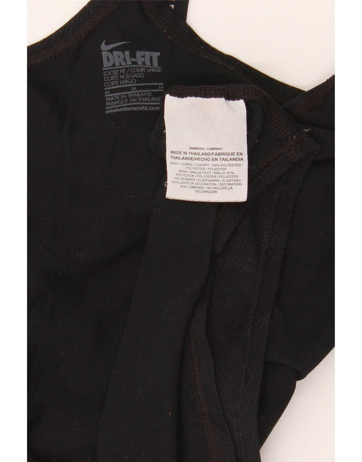 Nike Womens Dri Fit Loose Graphic Vest Top UK 14 Medium Black Polyester