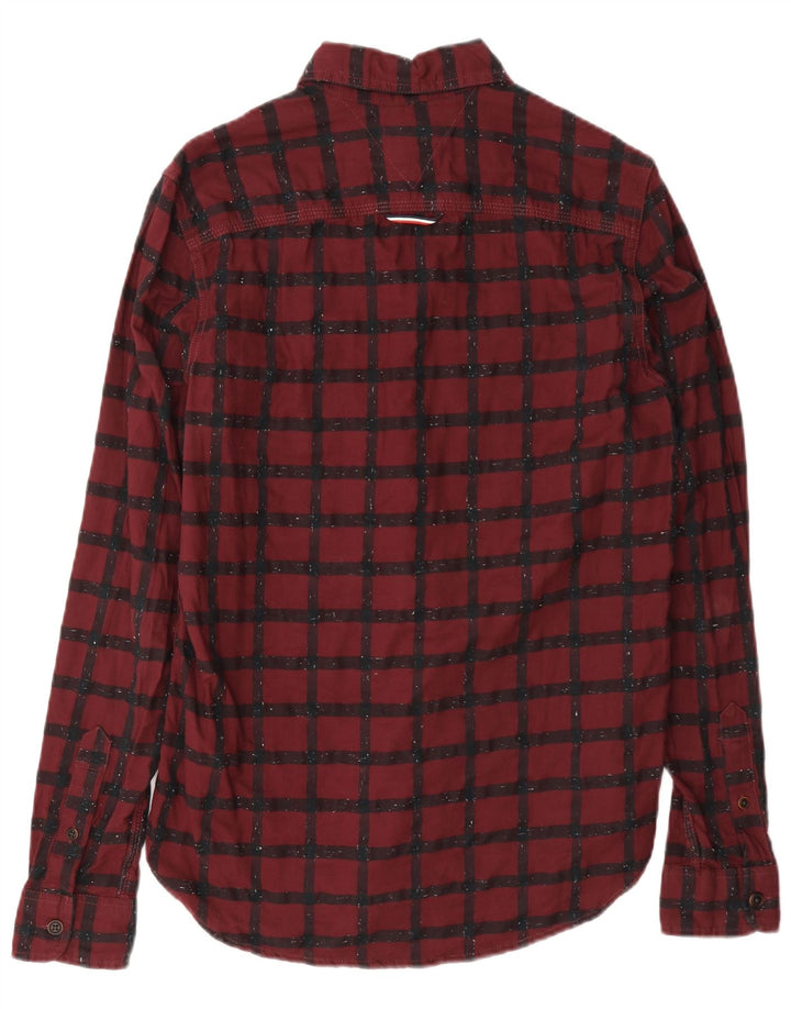 Tommy Hilfiger Mens Flannel Shirt XS Burgundy Check