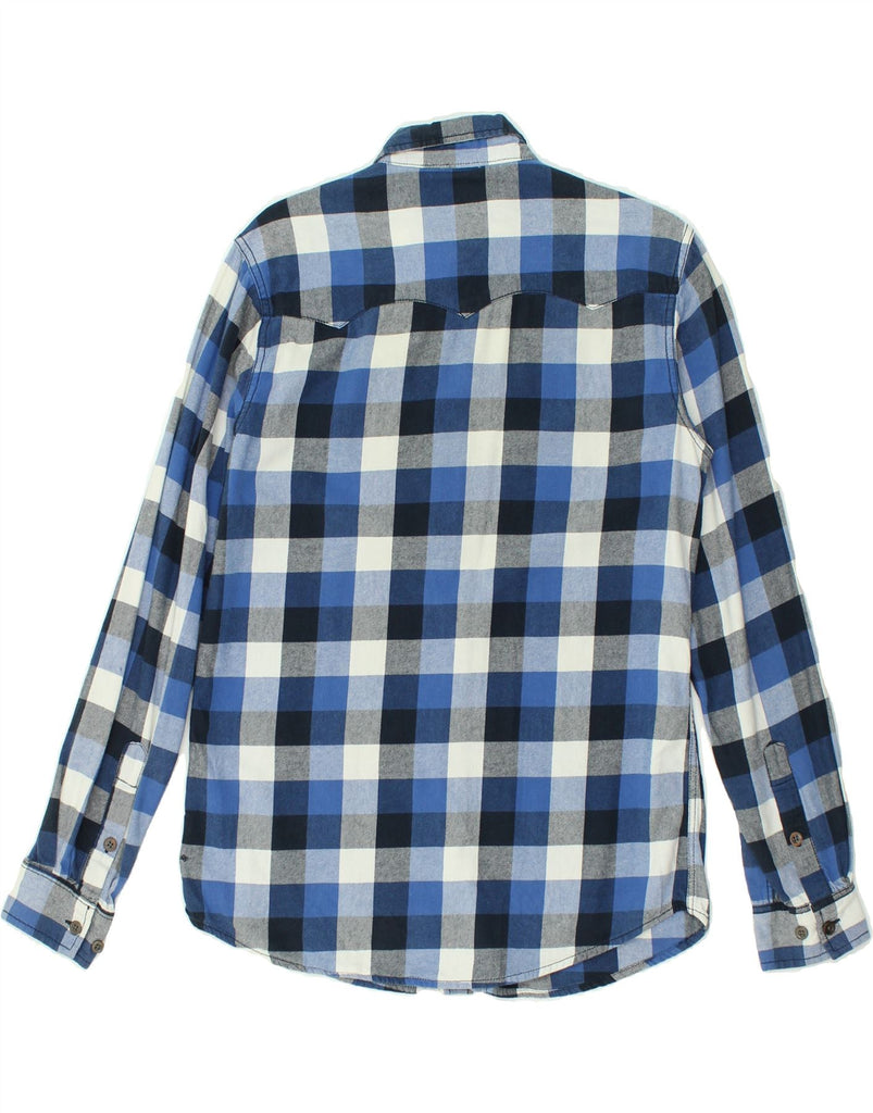 JACK & JONES Mens Flannel Shirt Medium Blue Check Cotton | Vintage Jack & Jones | Thrift | Second-Hand Jack & Jones | Used Clothing | Messina Hembry 