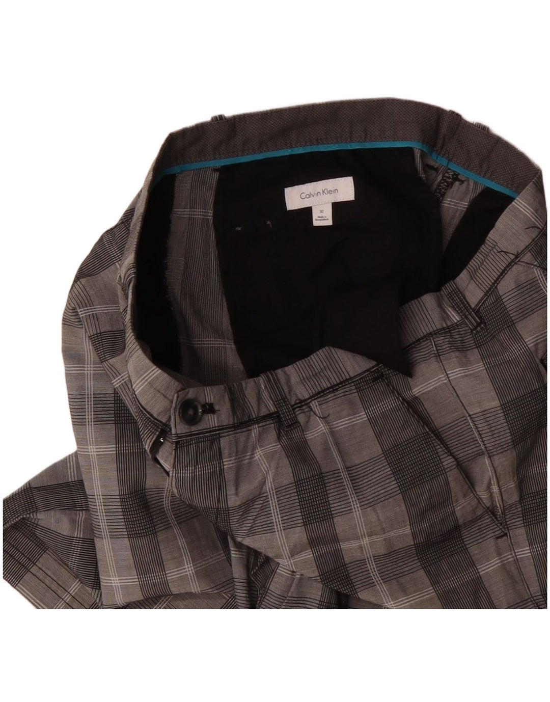 Calvin Klein Mens Chino Shorts W32 Medium Grey Check Cotton
