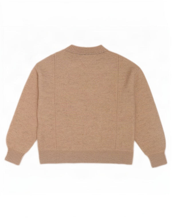 Tommy Hilfiger Girls Turtle Neck Jumper Sweater 11-12 Years Beige Wool