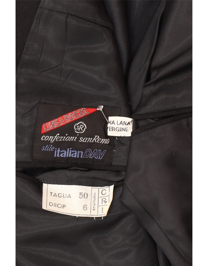 San Remo Mens 3 Button Blazer Jacket IT 50 Large Black Wool