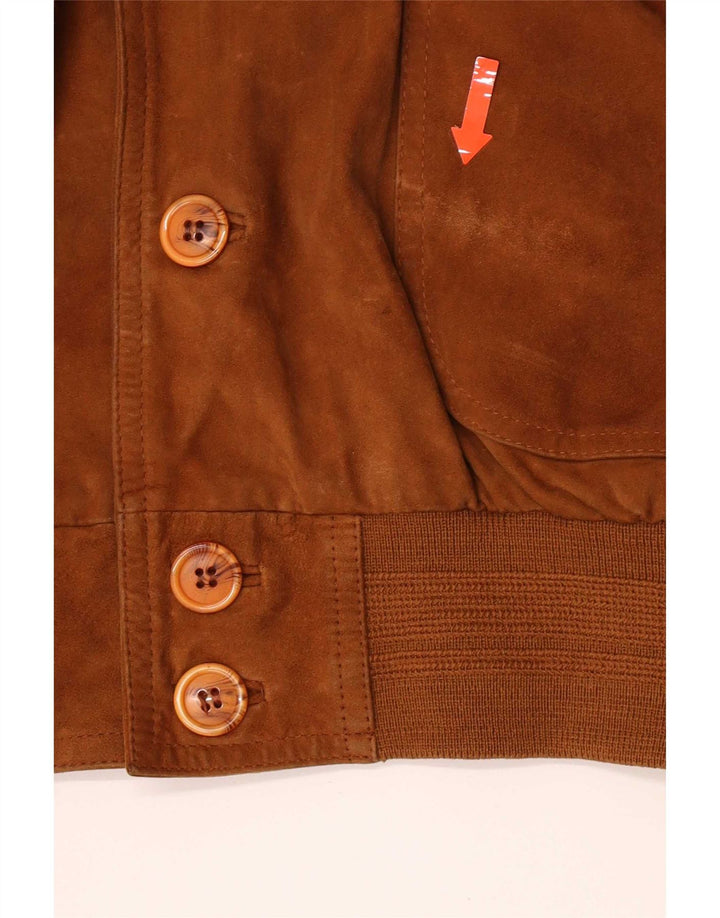 Essebi Mens Suede Bomber Jacket EU 50 Large Beige Leather