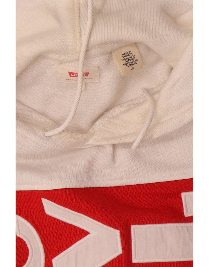 Levi's Mens Graphic Hoodie Jumper Large Multicoloured Colourblock Cotton