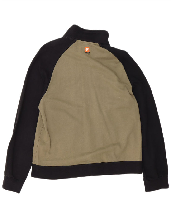 Lotto Mens Graphic Tracksuit Top Jacket Medium Khaki Colourblock Cotton