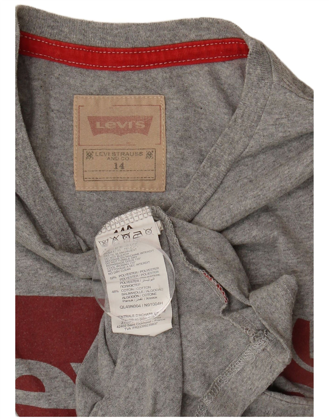 LEVI'S Boys Graphic T-Shirt Top 13-14 Years Grey Cotton