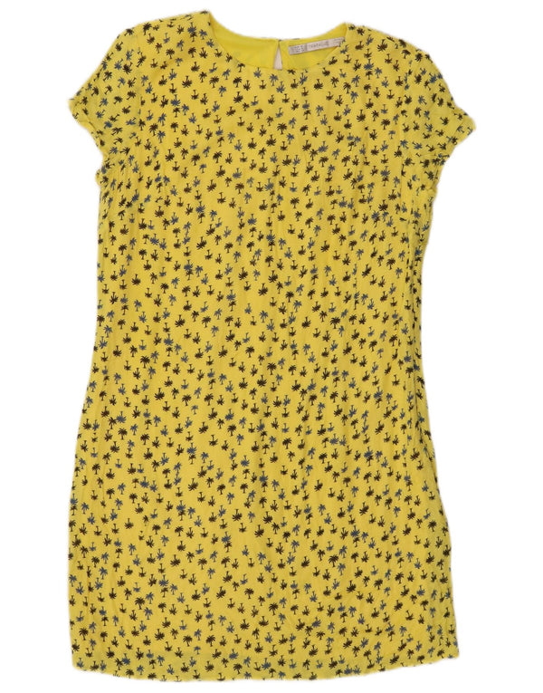 Zara Womens Trafaluc Sheath Dress UK 12 Medium Yellow Floral