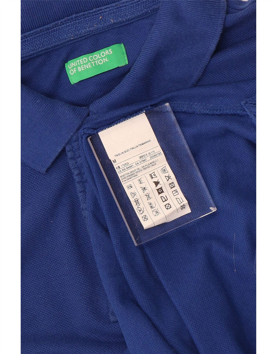Benetton Mens Polo Shirt Medium Blue Cotton
