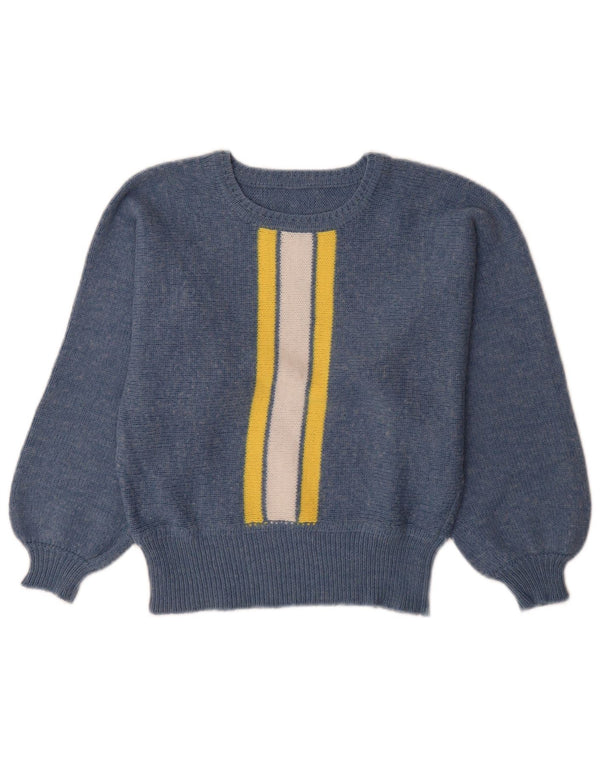 Vintage Womens Boat Neck Jumper Sweater UK 12 Medium Blue Striped