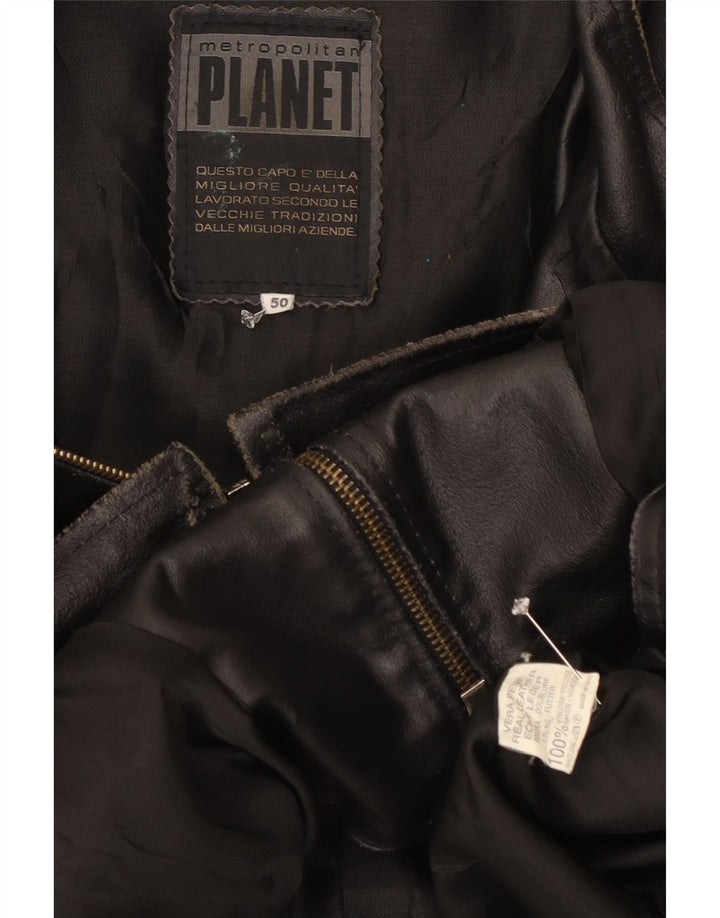 Planet Womens Leather Jacket IT 50 Large Black Leather
