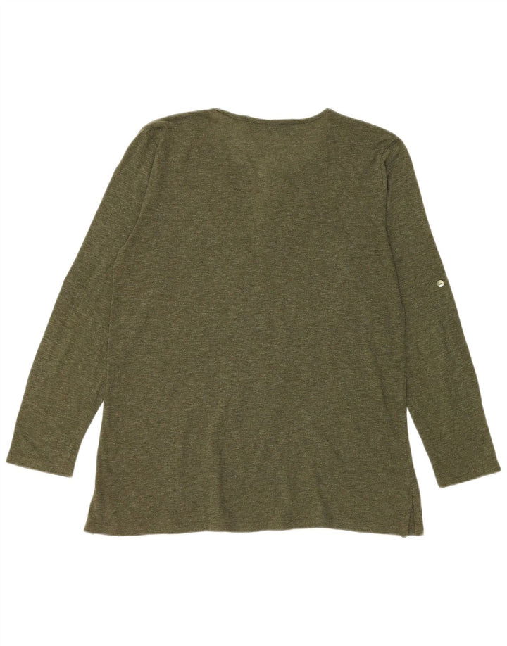 Zara Womens Top Long Sleeve UK 16 Large Green Flecked