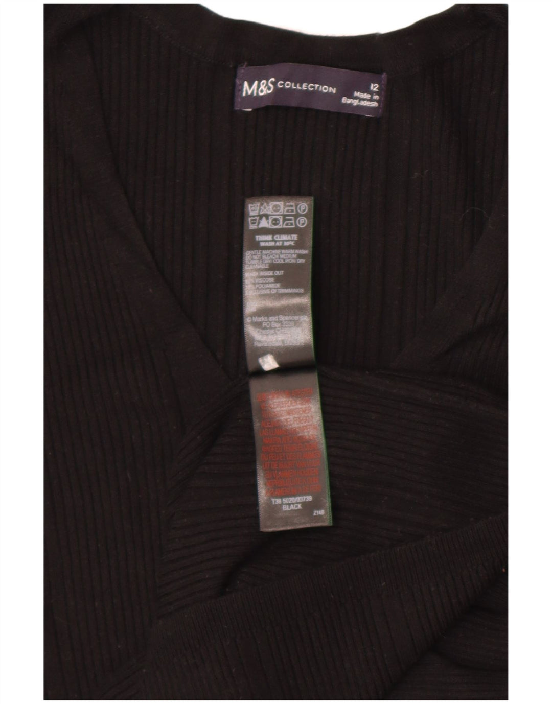 Marks & Spencer Womens V-Neck Jumper Sweater UK 12 Medium Black Viscose