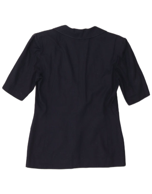Luisa Spagnoli Womens Short Sleeve Blazer Jacket IT 42 Medium Navy Blue