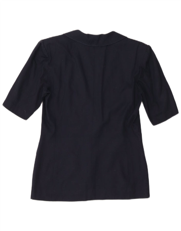 Luisa Spagnoli Womens Short Sleeve Blazer Jacket IT 42 Medium Navy Blue